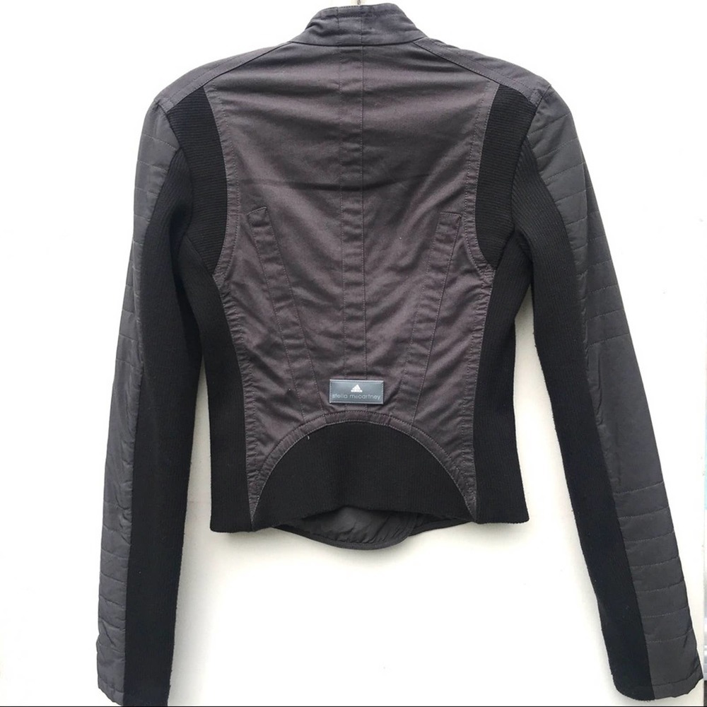🚩FADED SHOULDERS Adidas Stella McCartney Moto jacket xs crop black biker - Picture 2 of 8